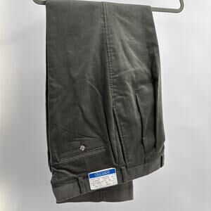 Vtg Lands End Pants Mens 36x32 Corduroy Gray Pleated USA Made Pinwale NOS